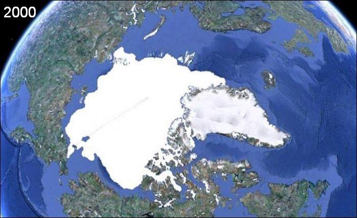 Арктические льды в 2000 и 2010 году (3 фото). Сравним?