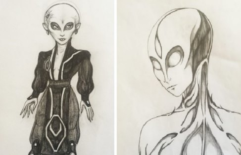 Девушка утверждает, что с детства общается с инопланетянами и рисует их портреты