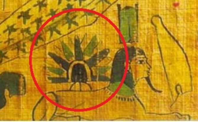 На древнем папирусе разглядели НЛО, приземлившийся на спину Сфинкса