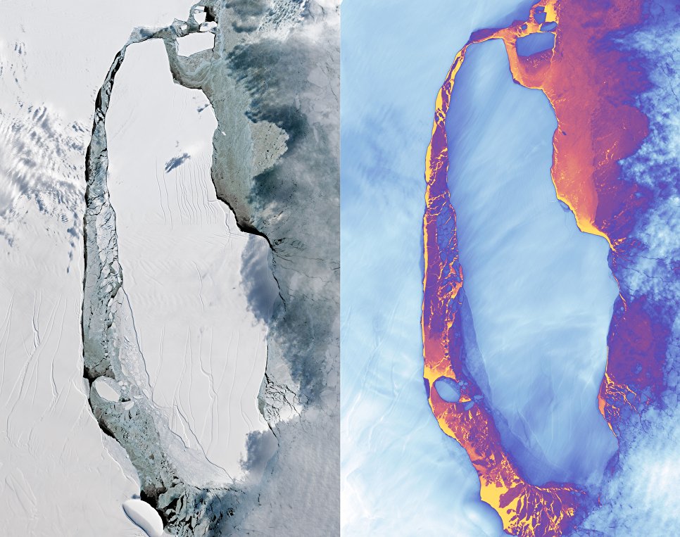 Спутники НАСА наконец получили фото мегаайсберга размером с Эстонию 