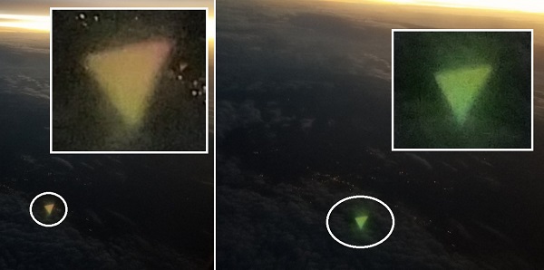 Над Техасом с борта самолета засняли треугольный НЛО, меняющий цвет