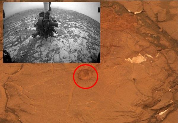 Марсоход Кьюриосити пытался пробурить породу и наткнулся на что-то невероятно твердое