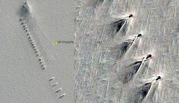 На картах Google Earth в Антарктиде нашли ряд странных идентичных объектов