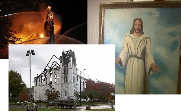 Чудо в Массачусетсе: Церковь выгорела до тла, но картину с Иисусом огонь вообще не задел