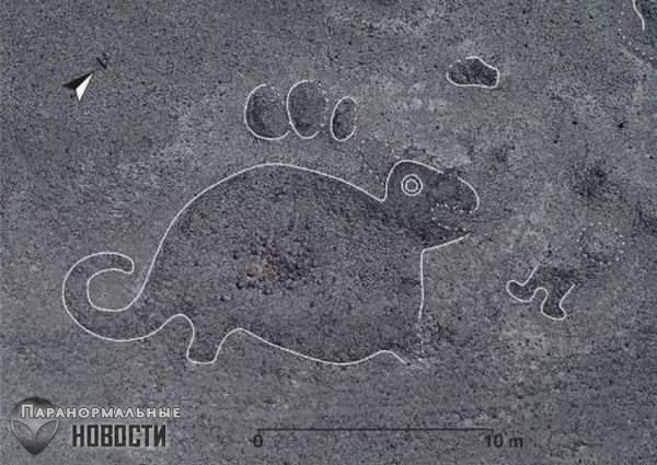 В пустыне Наска нашли более 140 новых рисунков, в том числе с существом, похожим на динозавра
