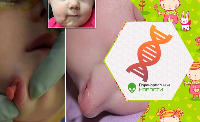 Есть губы, зубы и язык: Девочка родилась со вторым ртом на подбородке