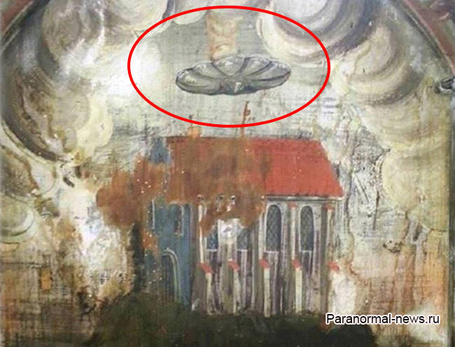 Дисковидный НЛО над церковью - странная средневековая фреска из румынского города
