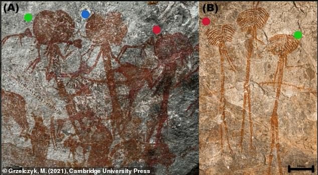 Изображения загадочных большеголовых гуманоидов найдены на скале в Танзании