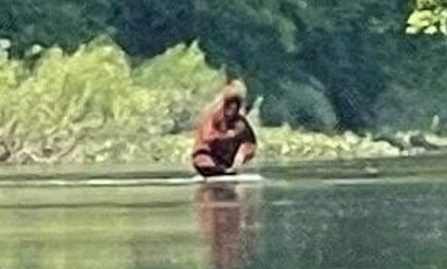 Йети, переносящий детеныша через реку, был снят жителем Мичигана на видео