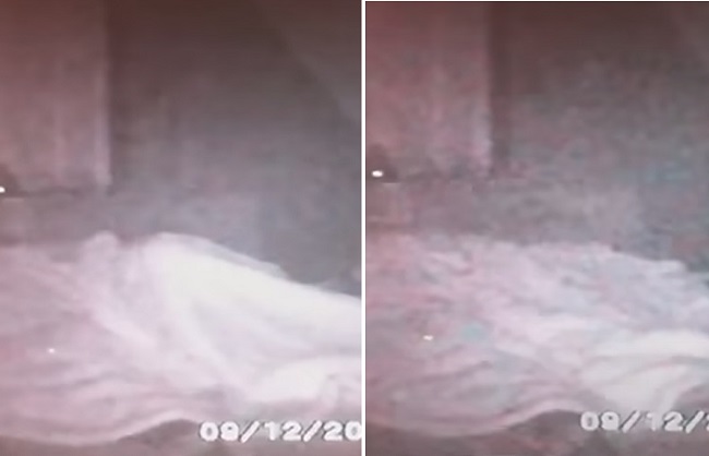 Камера зафиксировала как женщина исчезла из своей постели и снова появилась там через 12 минут