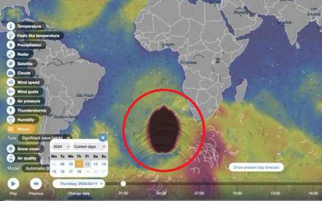 Загадочная гигантская аномалия замечена в океане недалеко от ЮАР