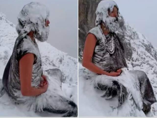 Йог уже 22 года поднимается в Гималаи для медитации при экстремально низких температурах