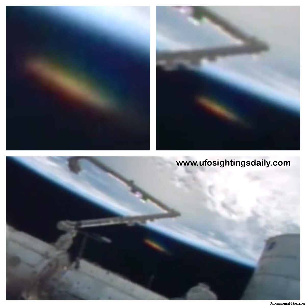 Разноцветный НЛО возле МКС