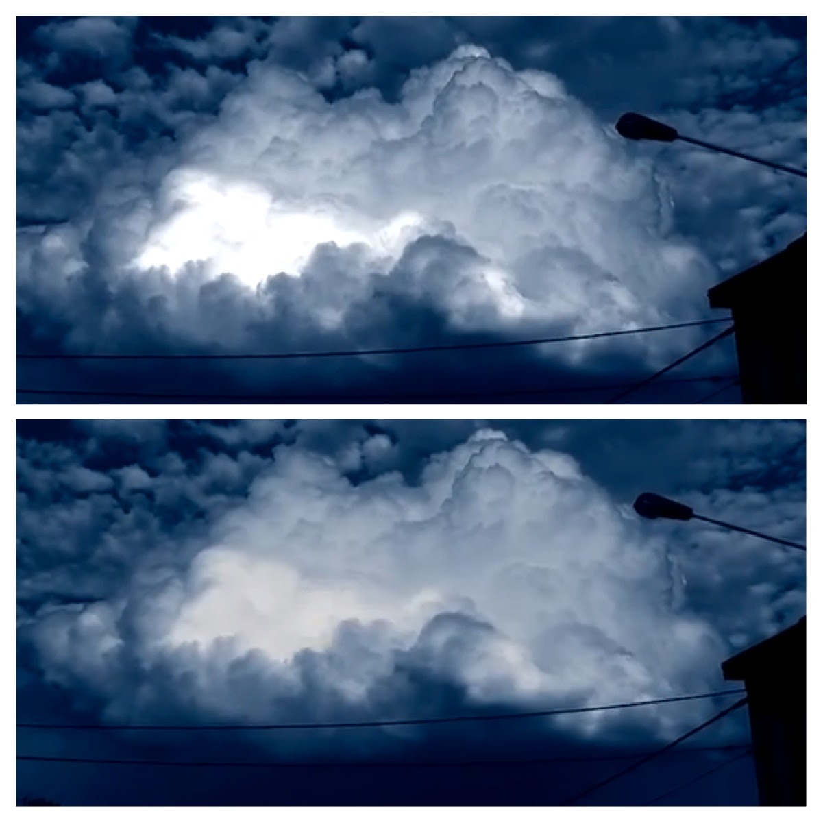 Сияющий объект внутри облака (Видео)