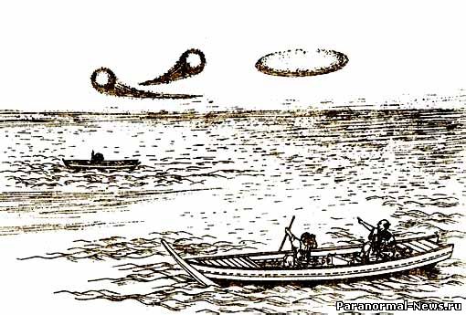 Фото 38. Летающие объекты над морем (старинная японская гравюра)