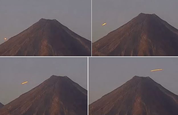 Сияющий желтым светом НЛО перелетел через мексиканский вулкан Колима