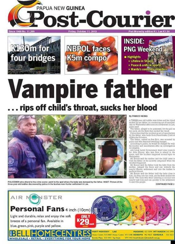 Отец-вампир из Папуа-Новой Гвинеи выпил кровь своей дочери